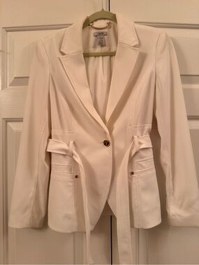 Cream Tailored Belted Blazer - Cache